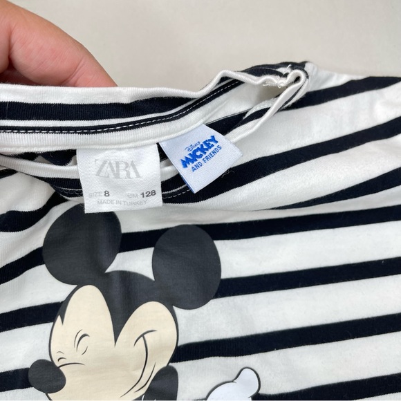Zara Disney and Friends Mickey Black and White Striped Crop Size 8 - Picture 4 of 7